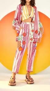 NEW FARM RIO jacquard embroidered pants in pink